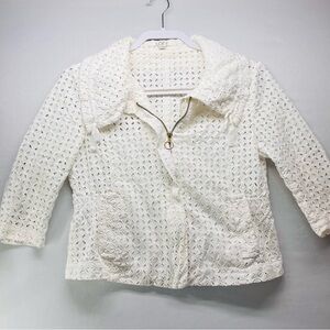 LOFT Cream‎ eyelet Lace Utility Jacket